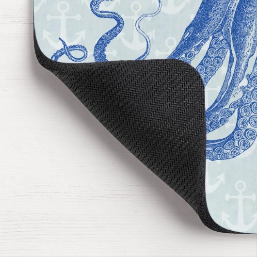 Blauw Octopus met Anchors Gepersonaliseerd Muismat (Hoek)