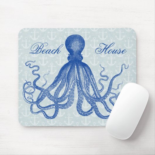 Blauw Octopus met Anchors Gepersonaliseerd Muismat (Met muis)