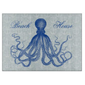  Blauw Octopus met Anchors Gepersonaliseerd Snijplank (Voorkant)