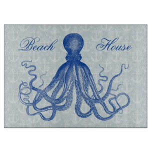 Blauw Octopus met Anchors Gepersonaliseerd Snijplank