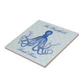  Blauw Octopus met Anchors Gepersonaliseerd Tegeltje (Zijkant)