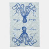  Blauw Octopus met Anchors Gepersonaliseerd Theedoek (Verticaal)