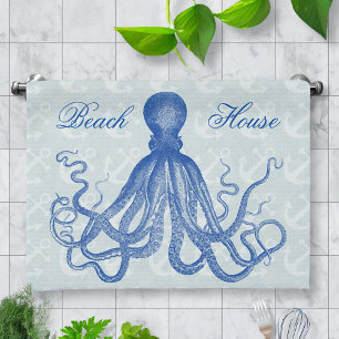  Blauw Octopus met Anchors Gepersonaliseerd Theedoek
