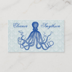 Blauw Octopus met Anchors Gepersonaliseerd Visitekaartje