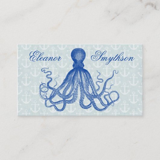  Blauw Octopus met Anchors Gepersonaliseerd Visitekaartje (Voorkant)