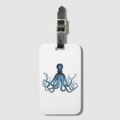 Blauw octopus nautical design bagagelabel (Voorkant (verticaal))