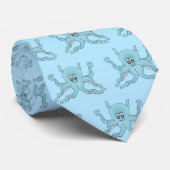 Blauw Octopus Ontwerp Stropdas (Opgerold)