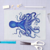 Blauw octopus op witte achtergrond tissuepapier (Craft)