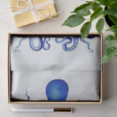 Blauw octopus op witte achtergrond tissuepapier (Geschenk)