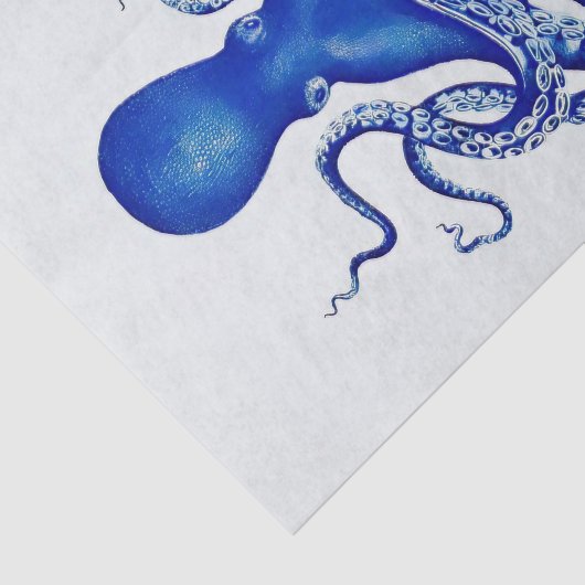 Blauw octopus op witte achtergrond tissuepapier (Detail)
