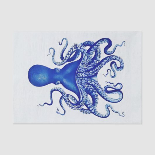 Blauw octopus op witte achtergrond tissuepapier (Voorkant)