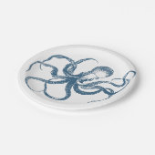 Blauw Octopus papier borden Papieren Bordje (Gekanteld)