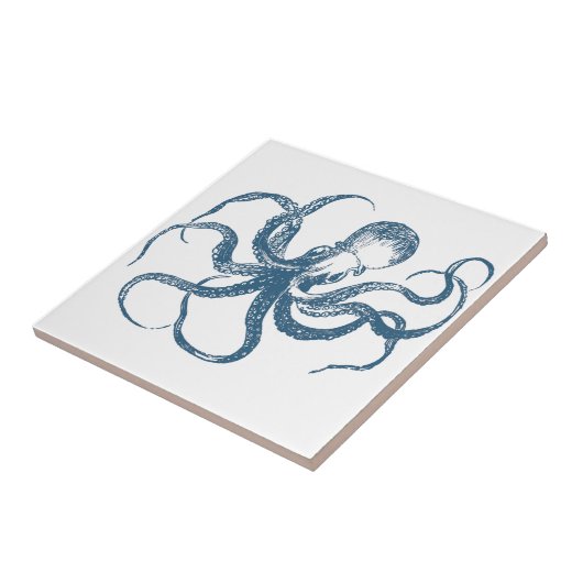 blauw octopustegel tegeltje (Zijkant)