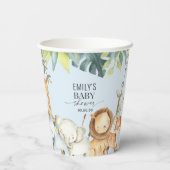 Blauw oerwoud baby shower papieren bekers (Achterkant)