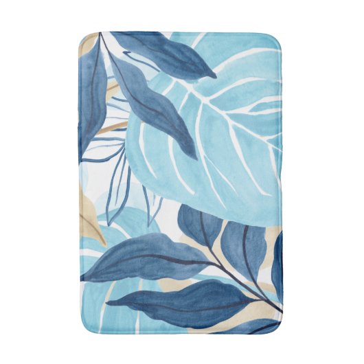 Blauw Oerwoud bladeren Badmat (Voorkant Verticaal)