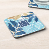 Blauw Oerwoud bladeren Bier Onderzetter (Linkerzijde)