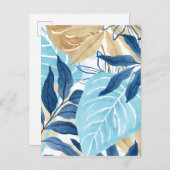 Blauw Oerwoud bladeren Briefkaart (Voorkant / Achterkant)