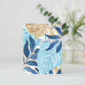 Blauw Oerwoud bladeren Briefkaart (Staand voorkant)