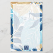 Blauw Oerwoud bladeren Briefpapier (Voorkant)