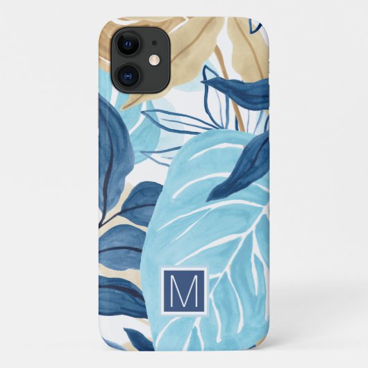 Blauw Oerwoud bladeren Case-Mate iPhone Case (Achterkant)
