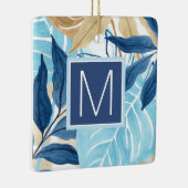 Blauw Oerwoud bladeren Keramisch Ornament (Rechts)