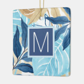 Blauw Oerwoud bladeren Keramisch Ornament (Links)