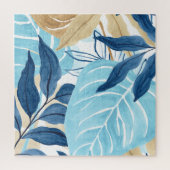 Blauw Oerwoud bladeren Legpuzzel (Verticaal)