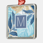 Blauw Oerwoud bladeren Metalen Ornament (Links)