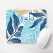 Blauw Oerwoud bladeren Muismat (Met muis)