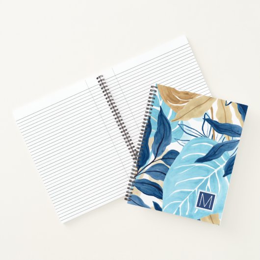 Blauw Oerwoud bladeren Notitieboek (Binnen)