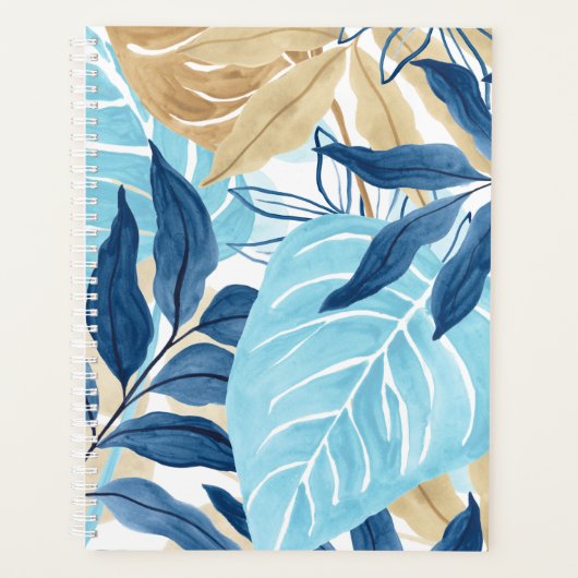 Blauw Oerwoud bladeren Planner (Voorkant)