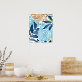Blauw Oerwoud bladeren Poster (Keuken)