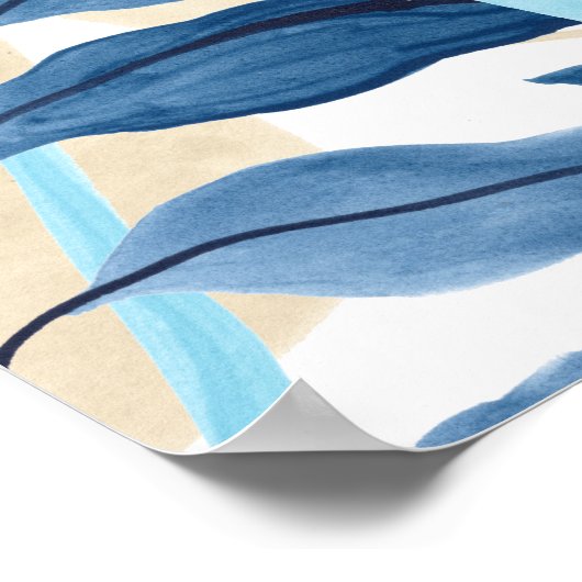 Blauw Oerwoud bladeren Poster (Hoek)