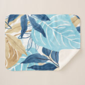 Blauw Oerwoud bladeren Sherpa Deken (Voorkant (horizontaal))