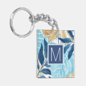 Blauw Oerwoud bladeren Sleutelhanger (Voorkant Links)