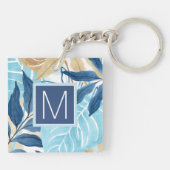 Blauw Oerwoud bladeren Sleutelhanger (Achterkant)