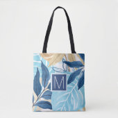 Blauw Oerwoud bladeren Tote Bag (Voorkant)