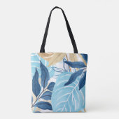 Blauw Oerwoud bladeren Tote Bag (Achterkant)