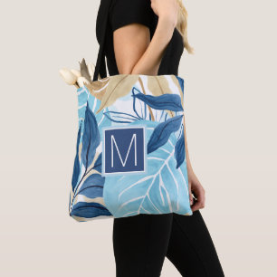 Blauw Oerwoud bladeren Tote Bag