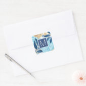 Blauw Oerwoud bladeren Vierkante Sticker (Envelop)