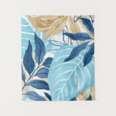 Blauw Oerwoud bladeren Wandkleed (Voorkant)