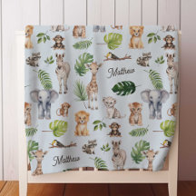 Blauw Oerwoud Safari Leuke Dieren Gepersonaliseerd