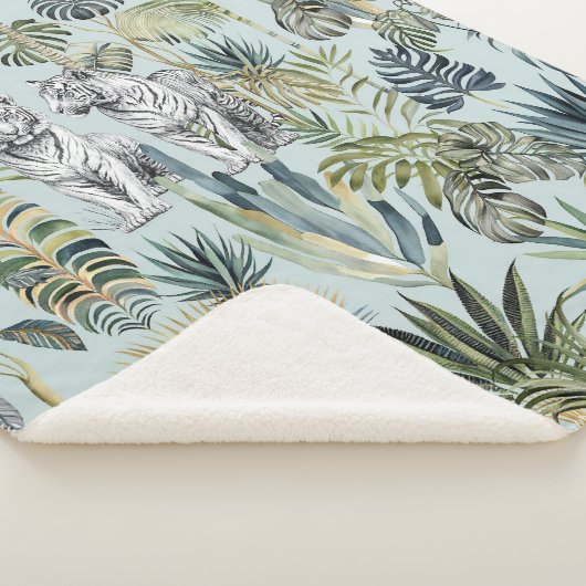 Blauw Oerwoud Witte Tijgers Sherpa Deken (3/4)