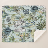 Blauw Oerwoud Witte Tijgers Sherpa Deken (Voorkant (horizontaal))