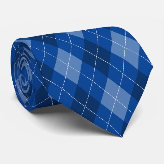 Blauw [of aangepaste kleur] Argyle-patroon Stropdas (Opgerold)