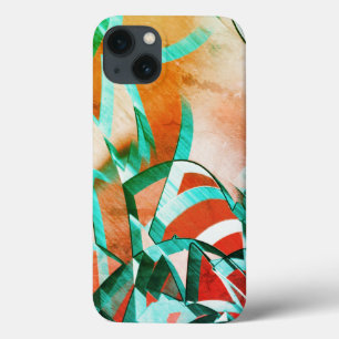 Blauw of cyaan streekt over roodbaars sinaasappel Case-Mate iPhone case
