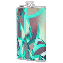 Blauw of cyaan streekt rood, geboord afbeelding op heupfles