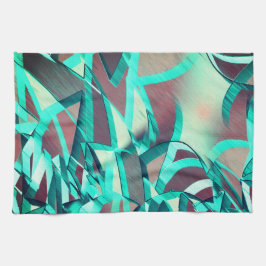 Blauw of cyaan streekt rood, geboord afbeelding op theedoek