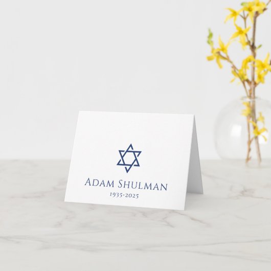 Blauw of kleur Ster David sympathie bedankt Kaart (Gele Bloem)