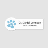 Blauw of kleurenafdrukken met een dierlijk hart naamplaatje (Voorkant)